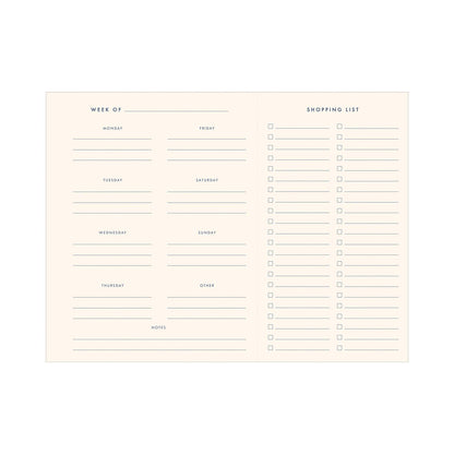 Retro Weekly Meal Planner: Sunset Pink Cover | White Ink